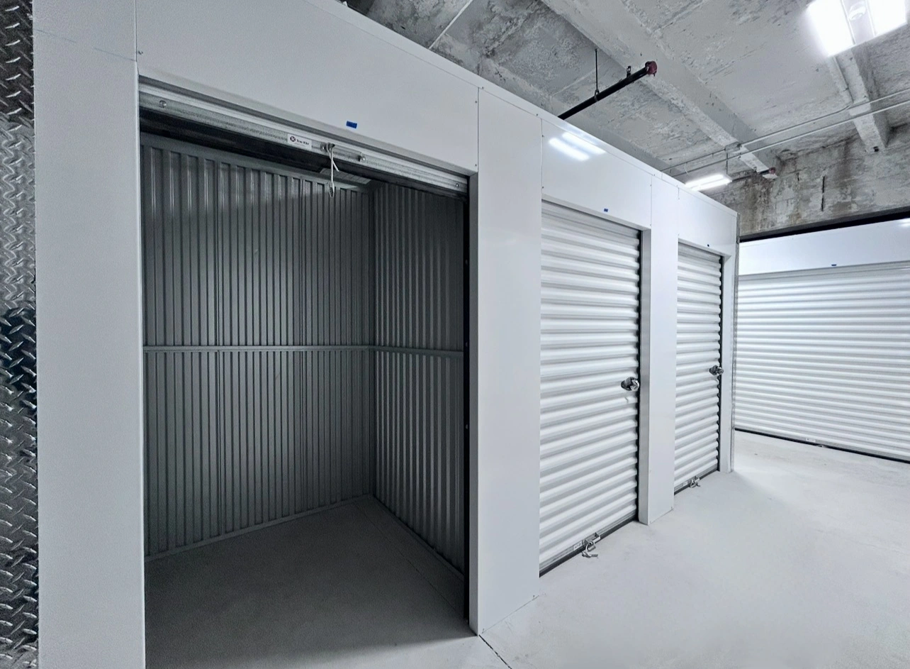 white, open climate-controlled storage unit in Chicago